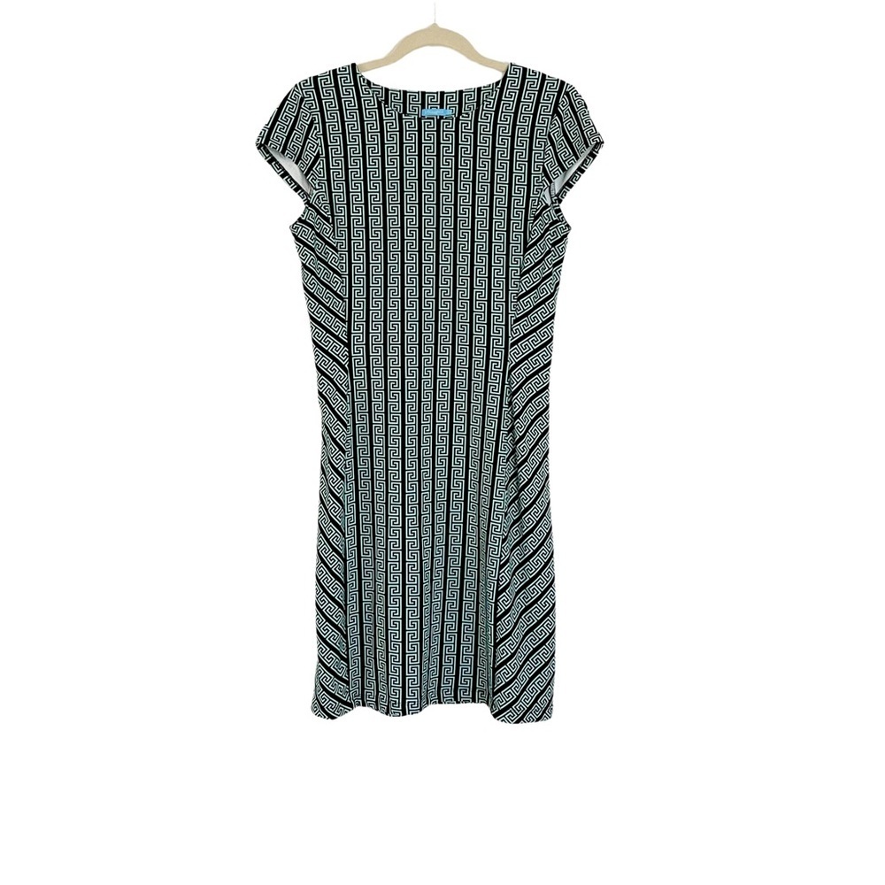 J McLaughlin Greek Key Mint & Black Sheath Size Small